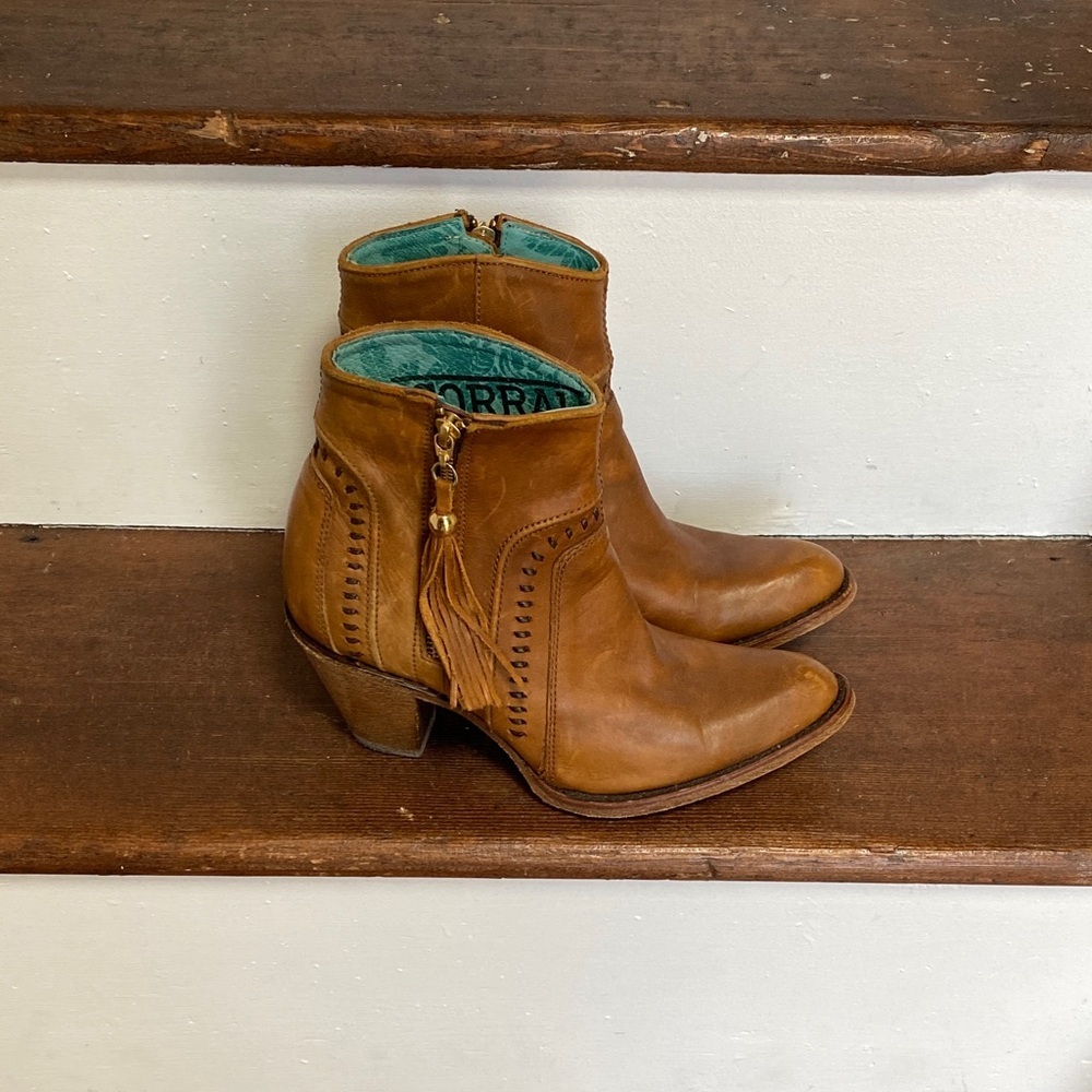 Corral Western Brown Leather Ankle Boots with Tassel Detail, Size 9 M - Picture 4 of 12
